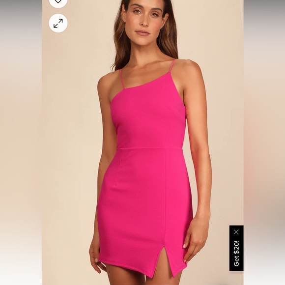 Lulus Party for Two Hot Pink Asymmetrical Bodycon Mini Dress size M - Picture 2 of 3